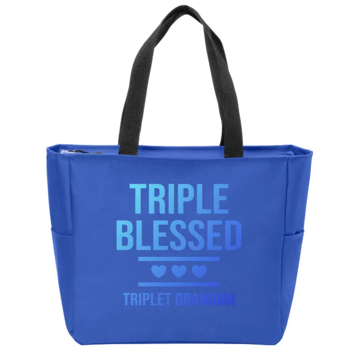 Triple Blessed Triplet Grandma Grand Funny Grandmother Gift Zip Tote Bag