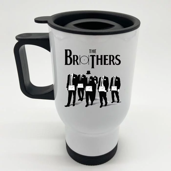 The Brothers Together The Point Within A Circle Masonic Front & Back Stainless Steel Travel Mug