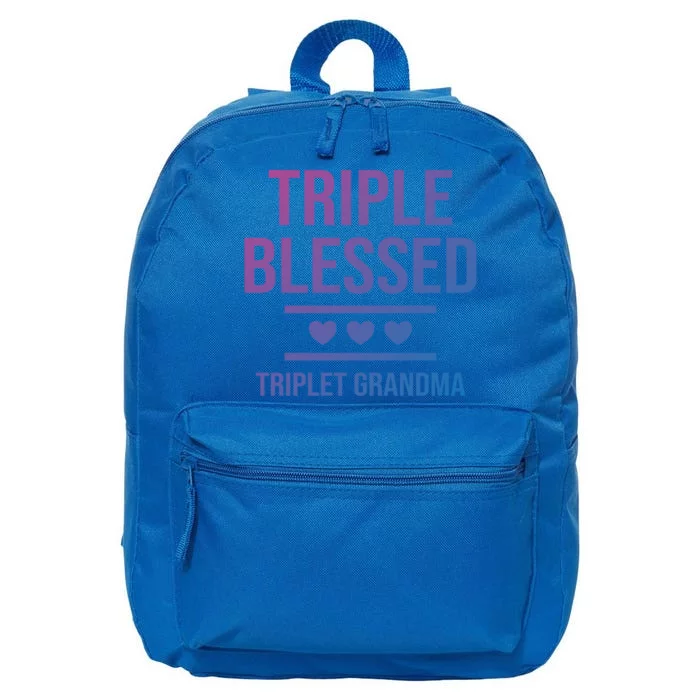 Triple Blessed Triplet Grandma Grand Funny Grandmother Gift 16 in Basic Backpack