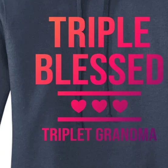 Triple Blessed Triplet Grandma Grand Funny Grandmother Gift Women's Pullover Hoodie