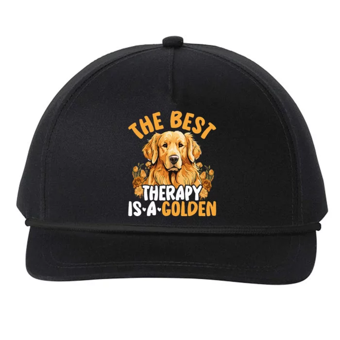 The Best Therapy Is A Golden Retriever Dog Lover Puppy Owner Snapback Five-Panel Rope Hat