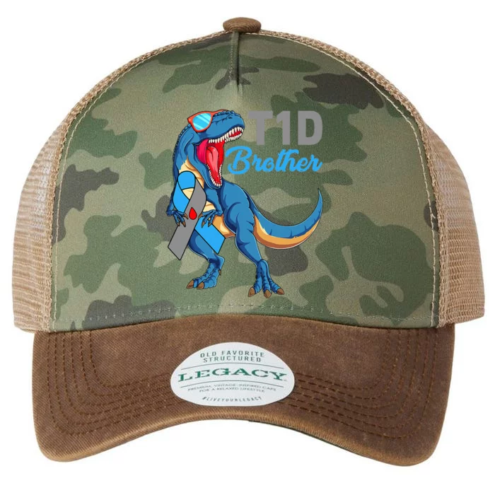 T1D Brother Type 1 Diabetes Awareness Month Dinosaur T Rex Legacy Tie Dye Trucker Hat