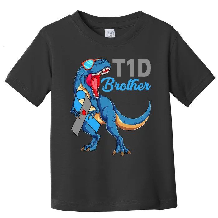 T1D Brother Type 1 Diabetes Awareness Month Dinosaur T Rex Toddler T-Shirt