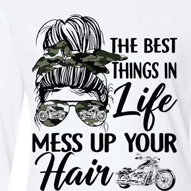 The Best Things In Life Mess Up Your Hair Motorcycle Women Womens Cotton Relaxed Long Sleeve T-Shirt