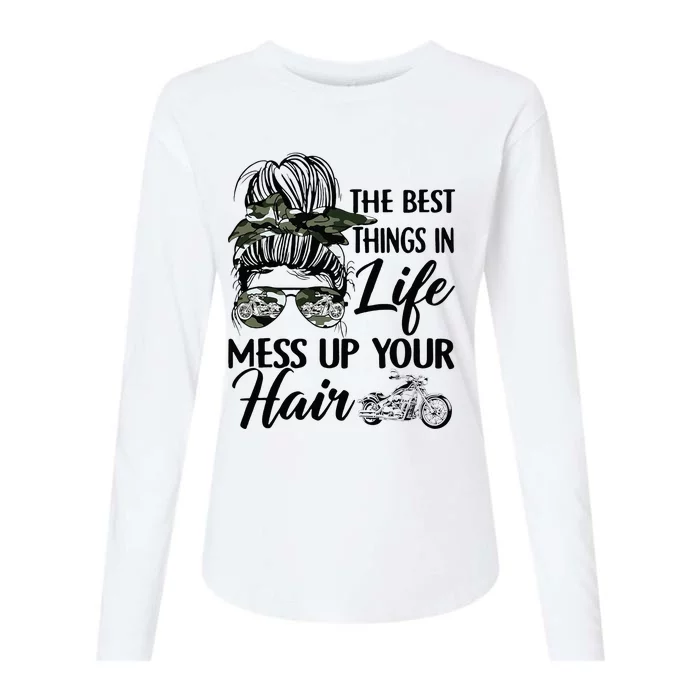 The Best Things In Life Mess Up Your Hair Motorcycle Women Womens Cotton Relaxed Long Sleeve T-Shirt