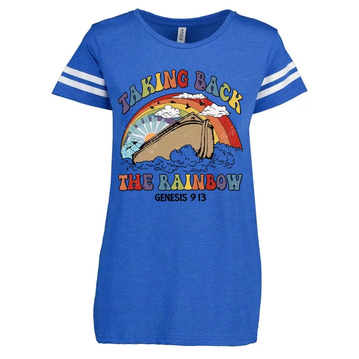 Taking Back The Rainbow Christian Jesus Rainbow Ship Enza Ladies Jersey Football T-Shirt