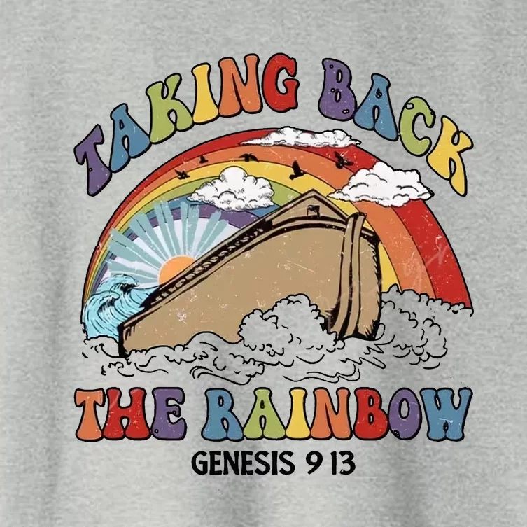 Taking Back The Rainbow Christian Jesus Rainbow Ship Women's Crop Top Tee