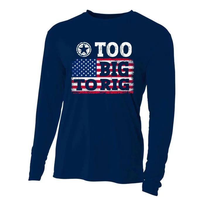 Too Big To Rig Saying Trump 2024 Cooling Performance Long Sleeve Crew