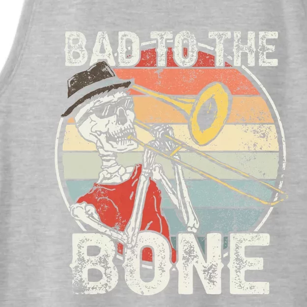 Trombone Bad To The Bone Retro Skeleton Marching Band Player Ladies Tri-Blend Wicking Tank