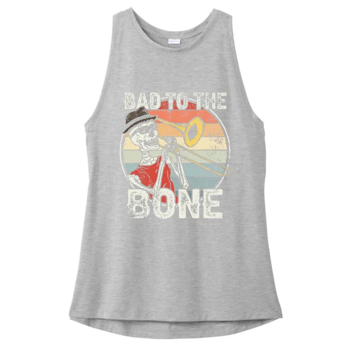 Trombone Bad To The Bone Retro Skeleton Marching Band Player Ladies Tri-Blend Wicking Tank