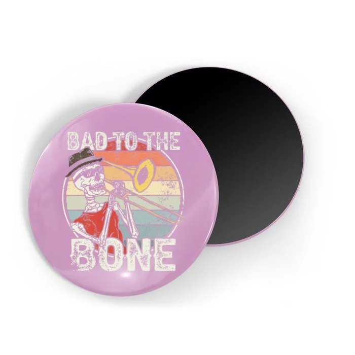 Trombone Bad To The Bone Retro Skeleton Marching Band Player Magnet