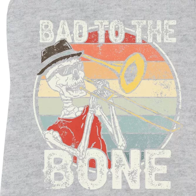 Trombone Bad To The Bone Retro Skeleton Marching Band Player Women's Racerback Tank