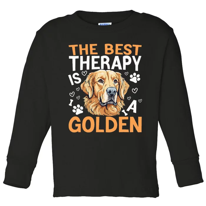 The Best Therapy Is A Golden Retriever Dog Lover Puppy Owner Toddler Long Sleeve Shirt