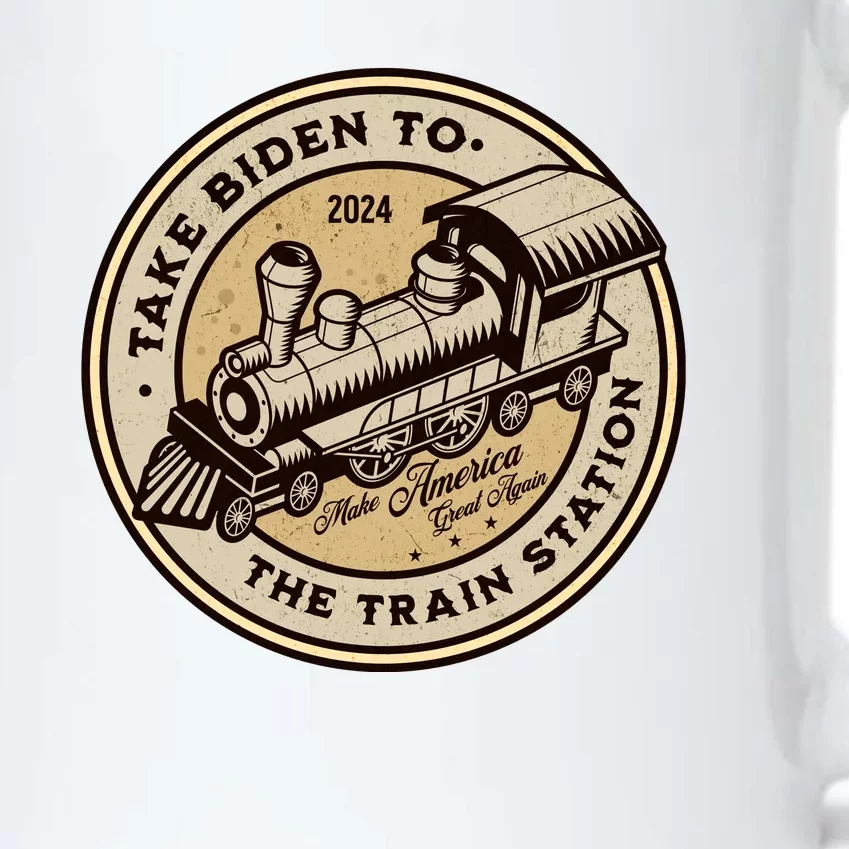 Take Biden To The Train Station MAGA Conservative Black Color Changing Mug