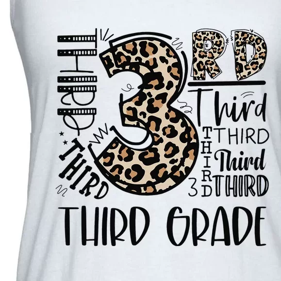 Teacher Back To School Third Grade Leopard Typography Ladies Essential Flowy Tank