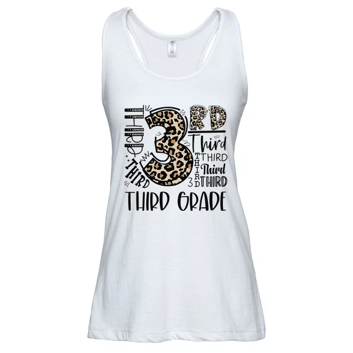 Teacher Back To School Third Grade Leopard Typography Ladies Essential Flowy Tank