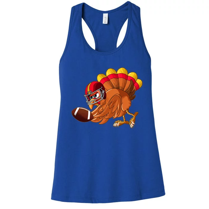 Turkey Bowl Touchdown Thanksgiving Football Player Gift Women's Racerback Tank