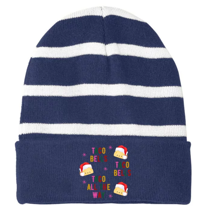 Taco Bells Taco All The Way Funny Christmas Striped Beanie with Solid Band