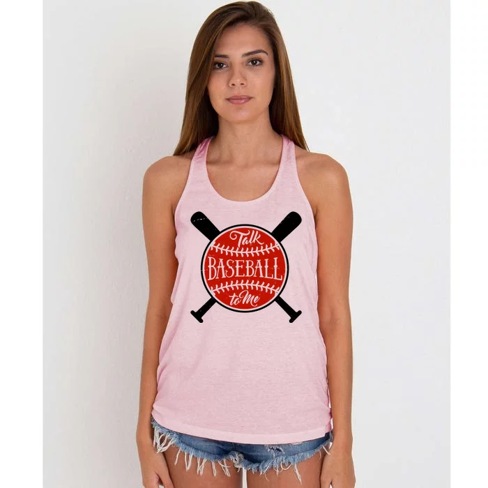 Talk Baseball To Me Women's Knotted Racerback Tank