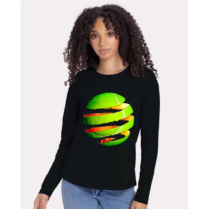 Tennis Ball Tear Womens Cotton Relaxed Long Sleeve T-Shirt