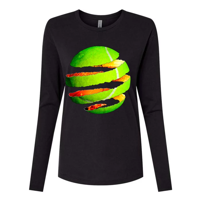 Tennis Ball Tear Womens Cotton Relaxed Long Sleeve T-Shirt