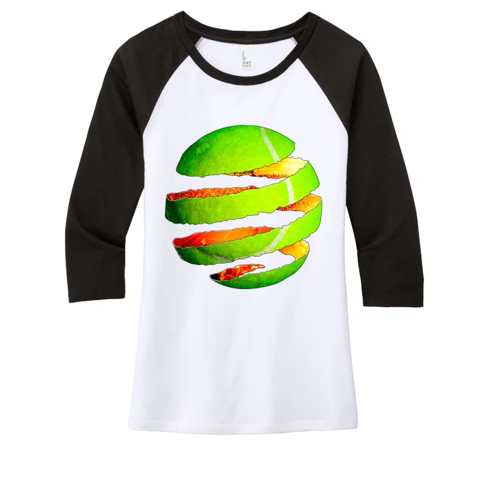 Tennis Ball Tear Women's Tri-Blend 3/4-Sleeve Raglan Shirt