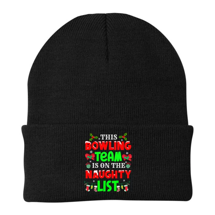 This Bowling Team On Naughty List Cute Christmas Elf Funny Gift Knit Cap Winter Beanie