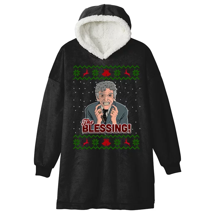 The Blessing Ugly Christmas Sweater Family Christmas Hooded Wearable Blanket