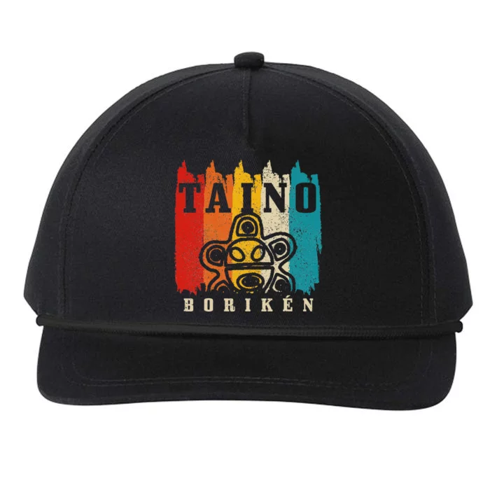 Taino Boriken Vintage Retro Sun Puerto Rico Taina Boricua Snapback Five-Panel Rope Hat