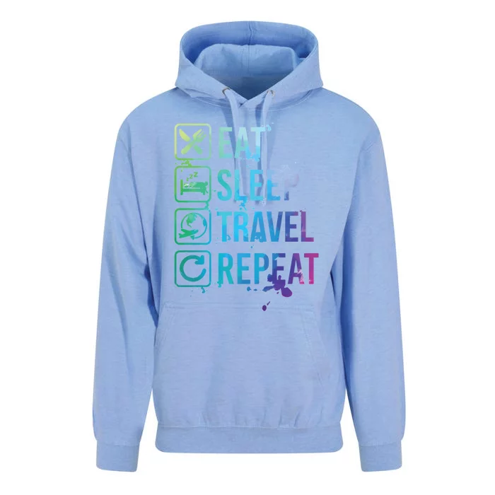 Travel Blogger Vacation Eat Sleep Repeat Gift Unisex Surf Hoodie