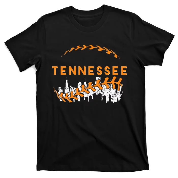 Tennessee Baseball Vintage Leopard Heart Baseball Fans T-Shirt