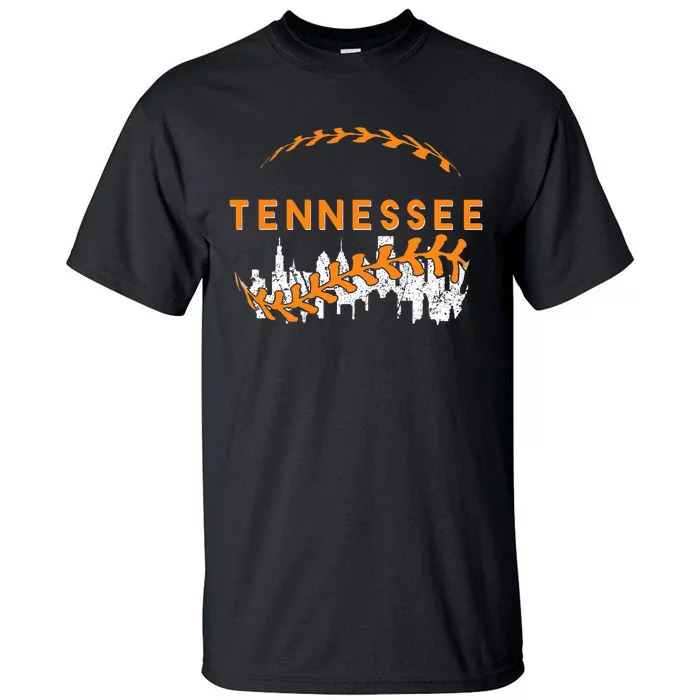 Tennessee Baseball Vintage Leopard Heart Baseball Fans Tall T-Shirt