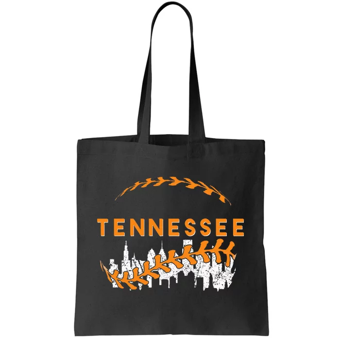 Tennessee Baseball Vintage Leopard Heart Baseball Fans Tote Bag