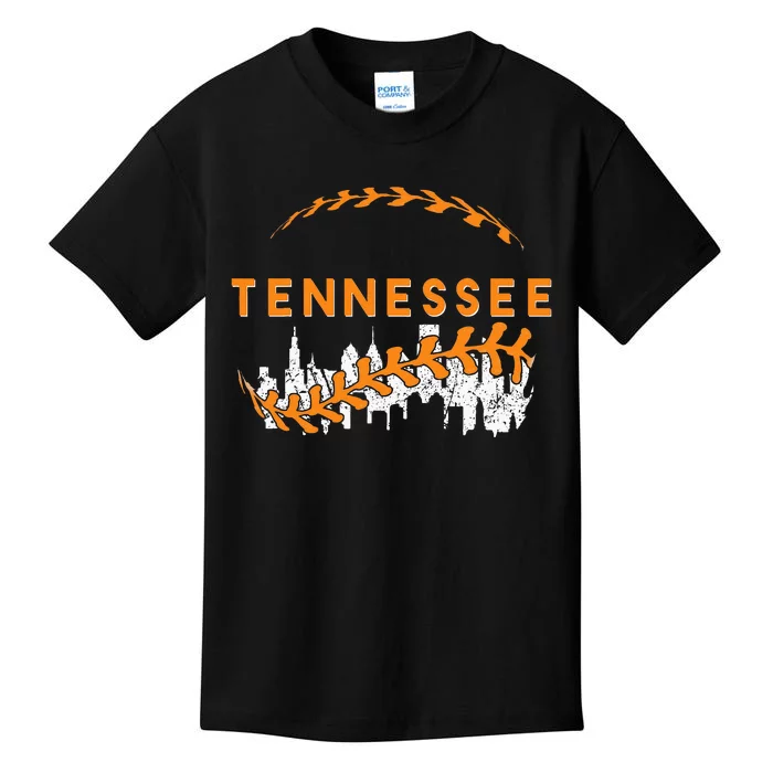 Tennessee Baseball Vintage Leopard Heart Baseball Fans Kids T-Shirt