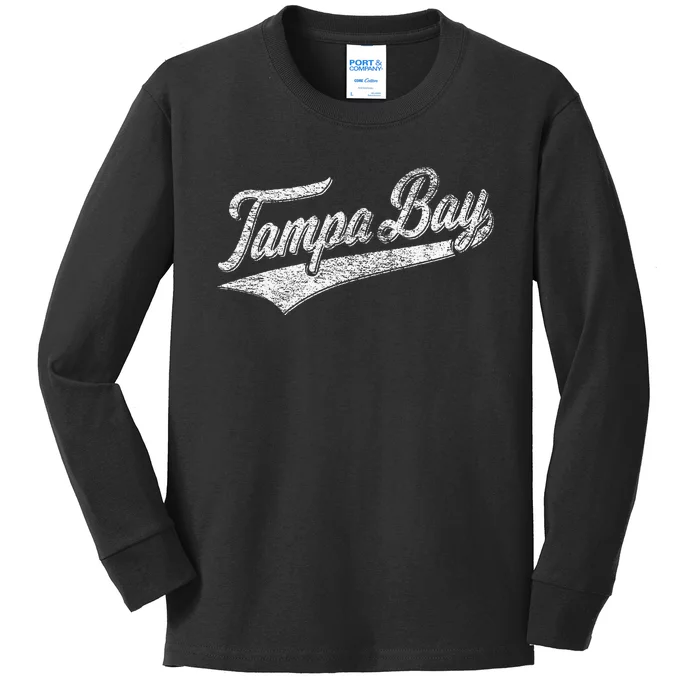 Tampa Bay Varsity Script Classic Sports Jersey Style Kids Long Sleeve Shirt