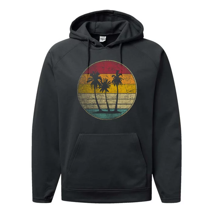 Tropical Beach Vintage Retro Style 70s 80s Performance Fleece Hoodie