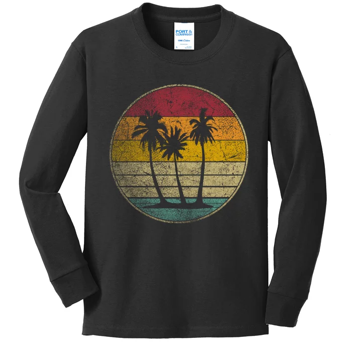 Tropical Beach Vintage Retro Style 70s 80s Kids Long Sleeve Shirt