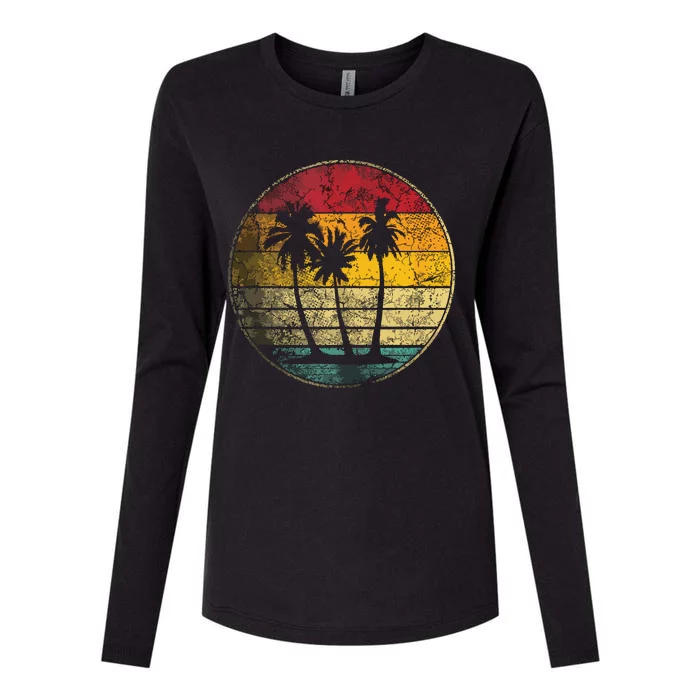 Tropical Beach Vintage Retro Style 70s 80s Womens Cotton Relaxed Long Sleeve T-Shirt