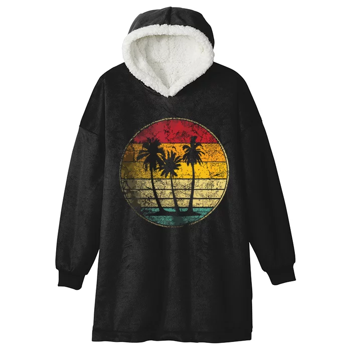 Tropical Beach Vintage Retro Style 70s 80s Hooded Wearable Blanket