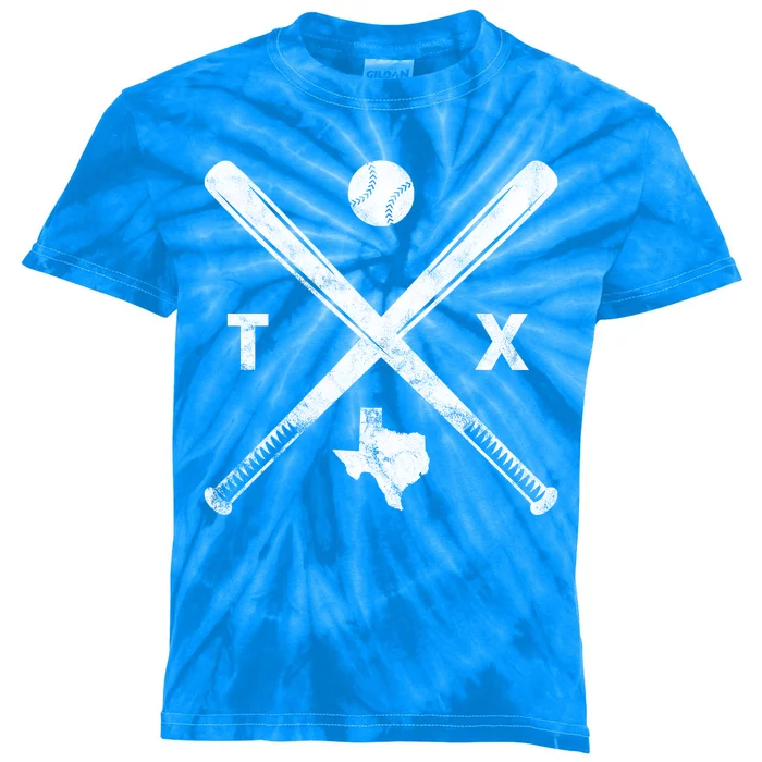 Texas Baseball Vintage Sport Kids Tie-Dye T-Shirt