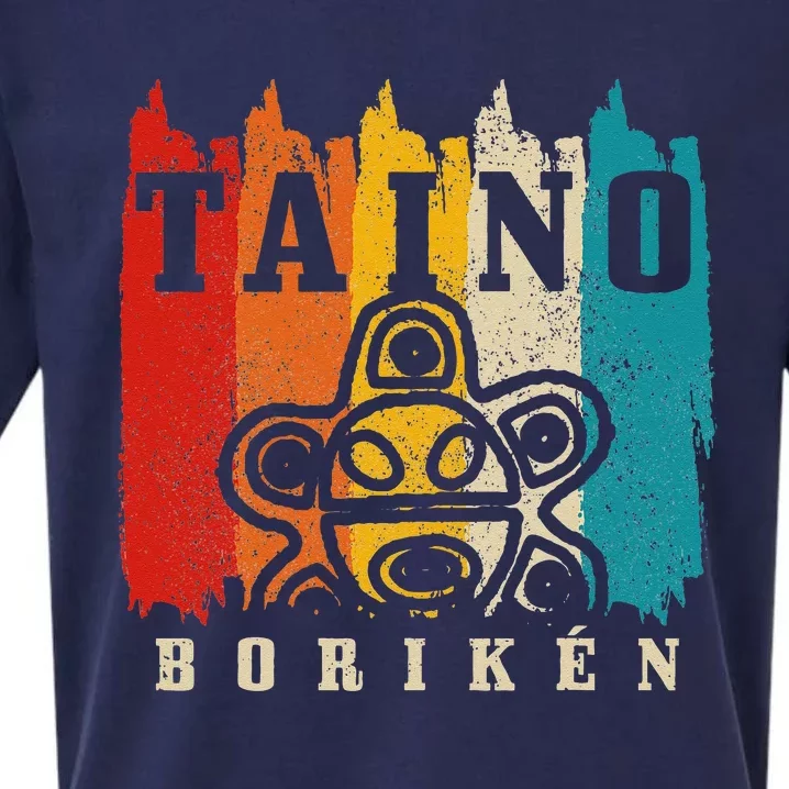 Taino Boriken Vintage Retro Sun Puerto Rico Taina Boricua Sueded Cloud Jersey T-Shirt