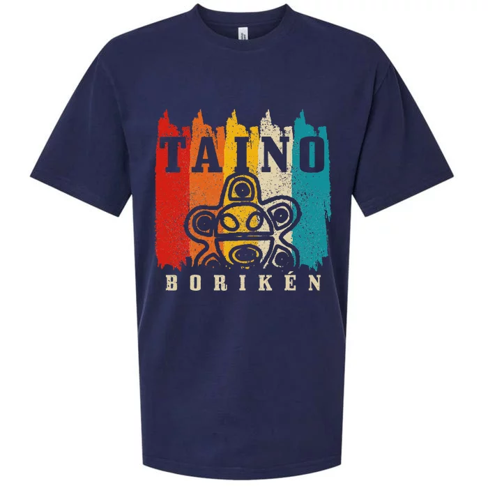 Taino Boriken Vintage Retro Sun Puerto Rico Taina Boricua Sueded Cloud Jersey T-Shirt