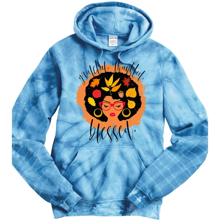 Thanksgiving Blessings Vibrant Fall Vibes for African American Wo Tie Dye Hoodie