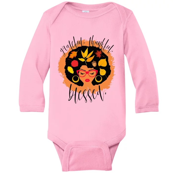 Thanksgiving Blessings Vibrant Fall Vibes for African American Wo Baby Long Sleeve Bodysuit