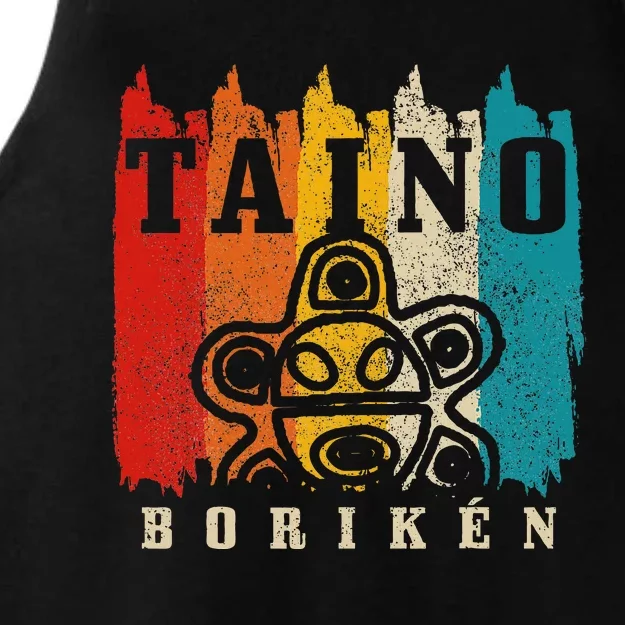 Taino Boriken Vintage Retro Sun Puerto Rico Taina Boricua Ladies Tri-Blend Wicking Tank