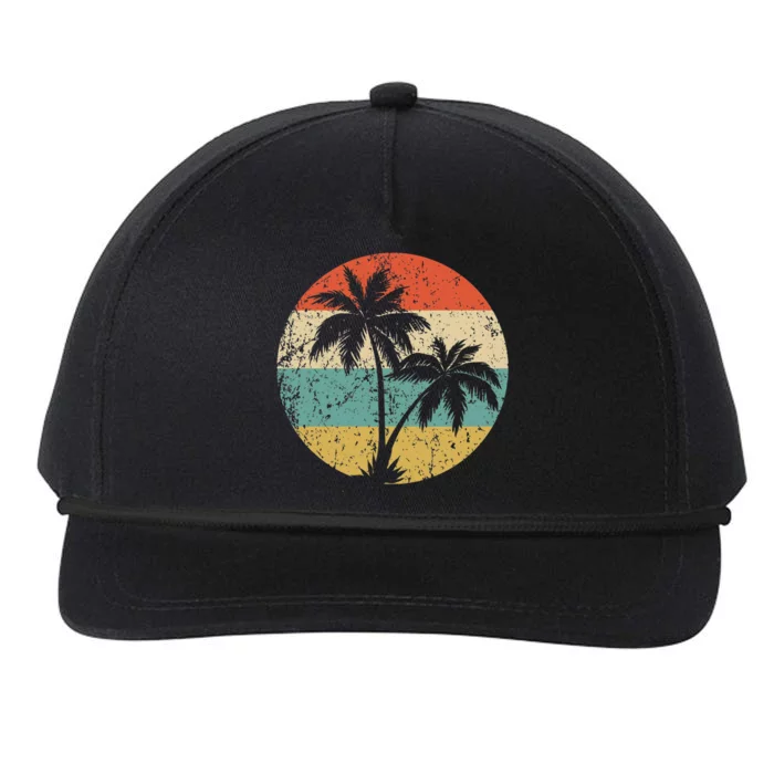 Tropical Beachs Vacations Retro Palm Trees Gift Snapback Five-Panel Rope Hat