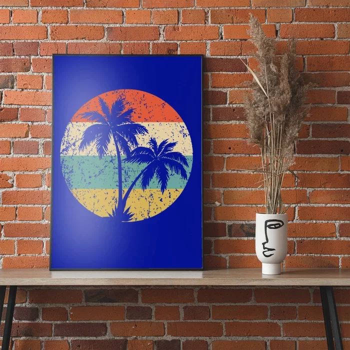 Tropical Beachs Vacations Retro Palm Trees Gift Poster