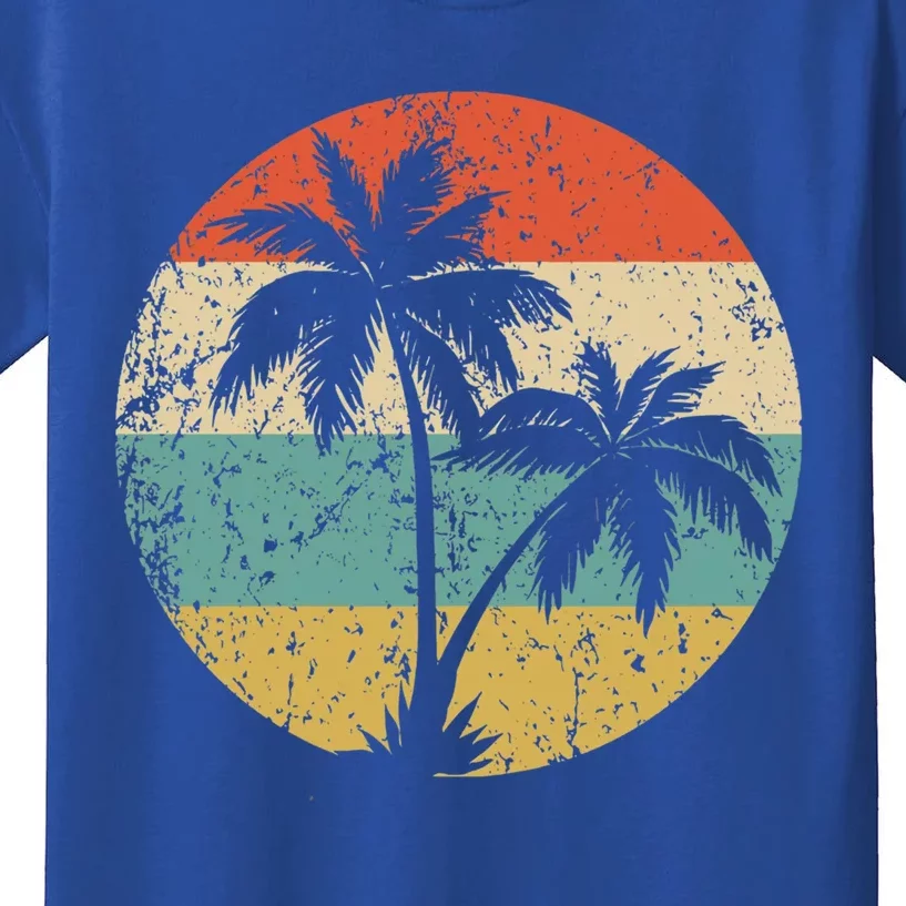 Tropical Beachs Vacations Retro Palm Trees Gift Kids T-Shirt