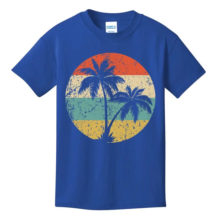 Tropical Beachs Vacations Retro Palm Trees Gift Kids T-Shirt