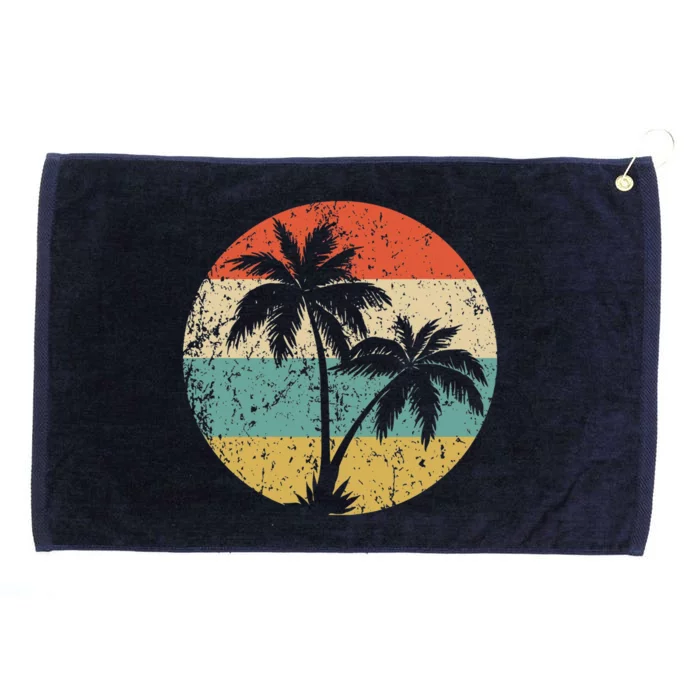 Tropical Beachs Vacations Retro Palm Trees Gift Grommeted Golf Towel